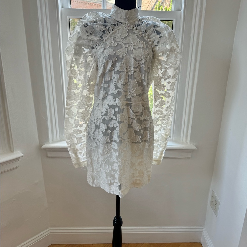 Rotate Birger Christensen lace mini dress puff sleeve